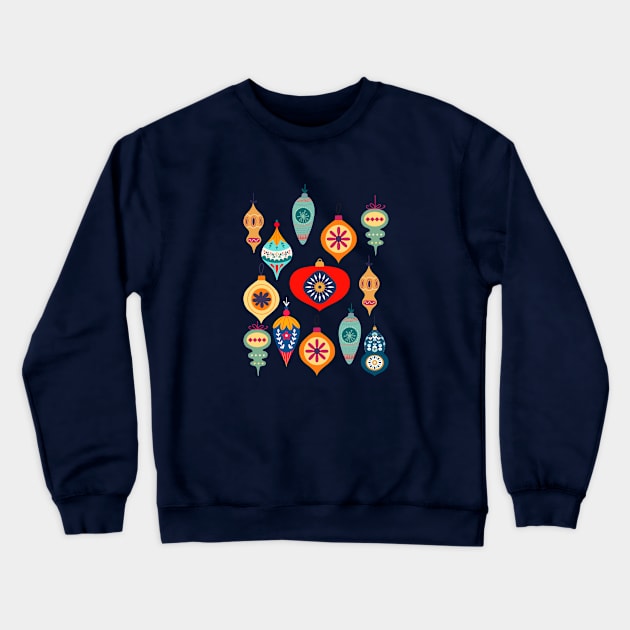 Festive vintage decoration Christmas tree ornaments illustration Crewneck Sweatshirt by Ieva Li ART